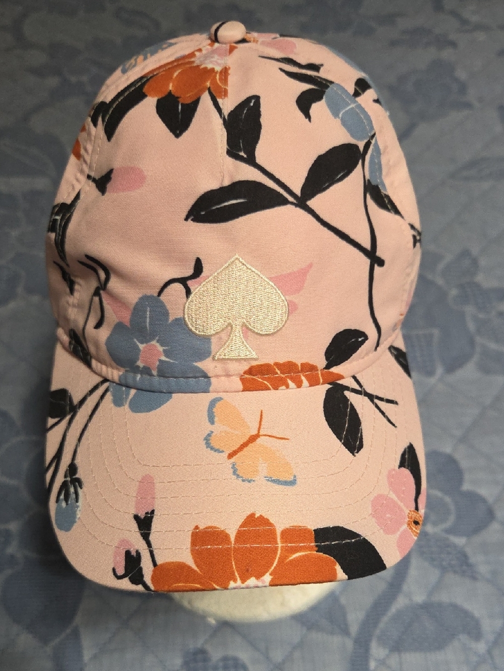 kate spade Pink Floral Embroidered Spade Baseball Cap
